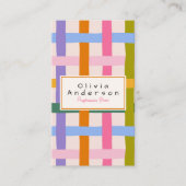 Modern Hand Drawn Colorful Checkered QR Code Visitekaartje (Voorkant)