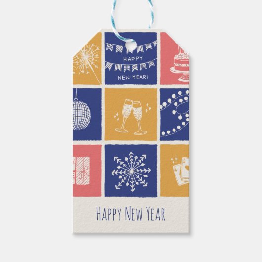 Modern Hand-Drawn Colorful New Year Elements 2026 Cadeaulabel (Voorkant)