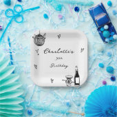 Modern Hand Drawn disco ball 30th Birthday Papieren Bordje (Feest)