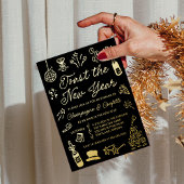 Modern Hand Drawn Doodle New Year’s Eve Party Folie Uitnodiging