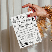 Modern Hand Drawn Doodle New Year’s Eve Party Kaart