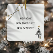 Modern Hand-Drawn First Christmas in New Home  Keramisch Ornament