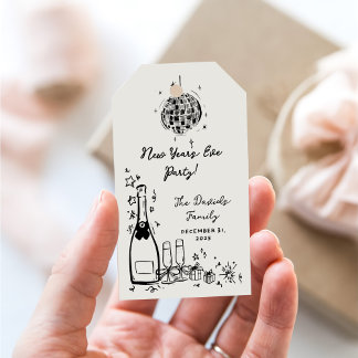 Modern Hand Drawn New Year's Eve Party Cadeaulabel