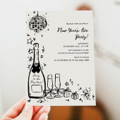 Modern Hand Drawn New Year's Eve Party Kaart