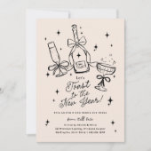 Modern Hand Drawn New Year's Eve Party Kaart (Voorkant)