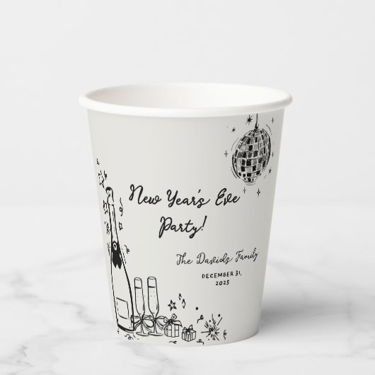 Modern Hand Drawn New Year's Eve Party Papieren Bekers (Voorkant)