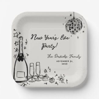 Modern Hand Drawn New Year's Eve Party Papieren Bordje