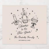 Modern Hand Drawn New Year's Eve Party Sparkling Wijnetiket (Enkel label)