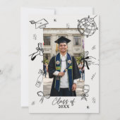 Modern Hand Drawn Photo Graduation Party Kaart (Achterkant)