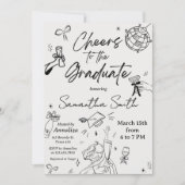 Modern Hand Drawn Photo Graduation Party Kaart (Voorkant)