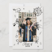 Modern Hand Drawn Photo Graduation Party Kaart (Achterkant)