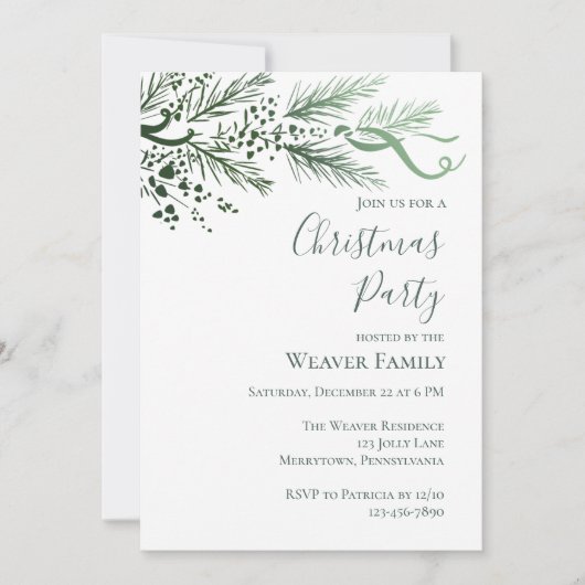 Modern Hand Drawn Pine kerstfeest uitnodiging (Voorkant)