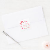 Modern Hand Drawn Red Bow Personalized Christmas Vierkante Sticker (Envelop)