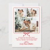 Modern Hand-Drawn Red Bows Photo Christmas Happy Feestdagenkaart (Achterkant)