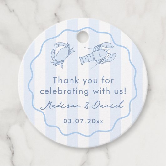 Modern Hand-Drawn Seafood Boil Wedding Shower Bedankjes Labels (Voorkant)