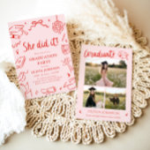 Modern Hand Drawn She did it Graduation Party Kaart