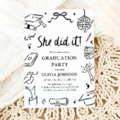 Modern Hand Drawn She did it Graduation Party Kaart