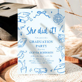 Modern Hand Drawn She did it Graduation Party Kaart