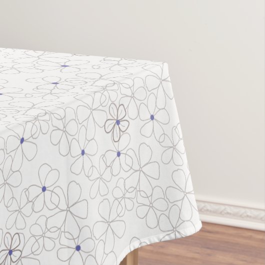Modern Hand-drawn Taupe Periwinkle Flower Tafelkleed (Voorbeeld)