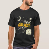 Modern Hand Drawn Universe Galaxy Planet Moon T-shirt (Voorkant)