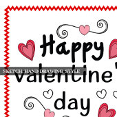 Modern Hand Drawn Valentine Card for Wife Sketch   Feestdagenkaart