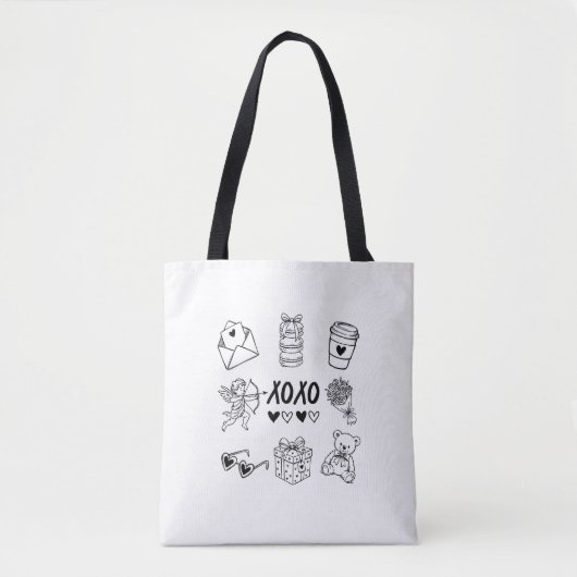 Modern Hand-Drawn Valentine Icons  Tote Bag (Voorkant)