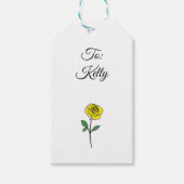 Modern Hand Drawn Yellow Rose Customize Name Cadeaulabel (Voorkant)
