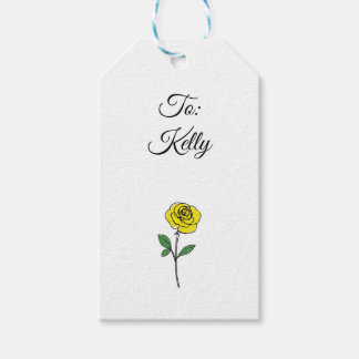Modern Hand Drawn Yellow Rose Customize Name Cadeaulabel