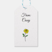 Modern Hand Drawn Yellow Rose Customize Name Cadeaulabel (Achterkant)