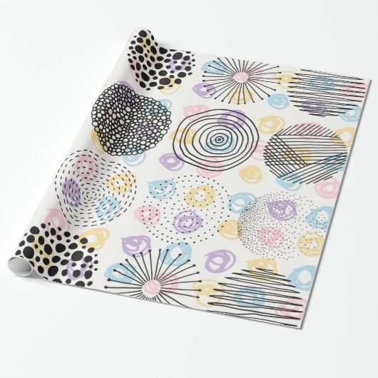 Modern Hand gemaakt Cirkels Patroon Cadeaupapier (Uitgerold)