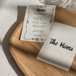 Modern Hand geschreven Funky Retro Lijst Bruiloft Menu<br><div class="desc">Een kleurrijke retro funky modern zwart-wit bruiloft diner menu. Wat chique sjabloon ontwerp van witte achtergrond en zwarte typografie. Met de hand getrokken lijsten rand. Perfect en passend bij de hele suite.</div>
