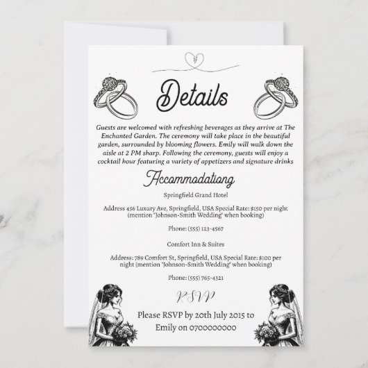 Modern Hand getekend Grappig Wedding Day party Kaart (Achterkant)