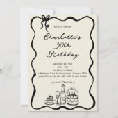 Modern Hand Getrokken 30e Verjaardag Uitnodiging (Voorkant)