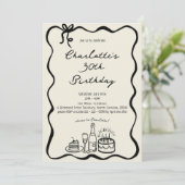 Modern Hand Getrokken 30e Verjaardag Uitnodiging (Staand voorkant)