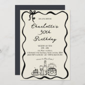 Modern Hand Getrokken 30e Verjaardag Uitnodiging (Voorkant / Achterkant)