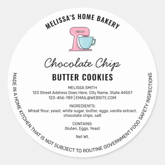 Modern Hand getrokken Bakery Food License Label (Voorkant)