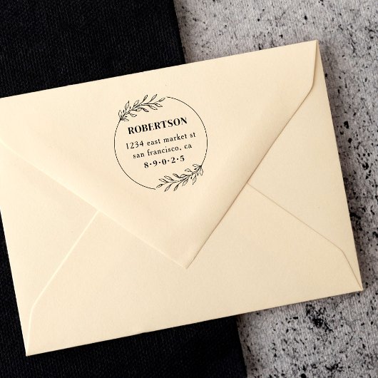 Modern Hand-getrokken Botanische krans retouradres Rubberstempel