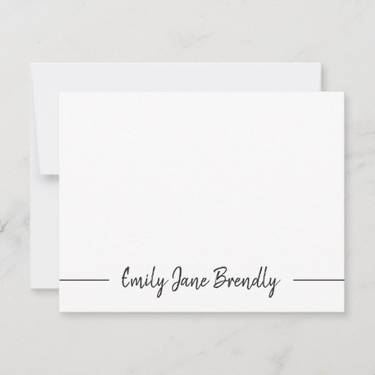 Modern Hand Lettered Black White Flat Note Card Notitiekaartje (Voorkant)