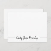 Modern Hand Lettered Black White Flat Note Card Notitiekaartje (Voorkant / Achterkant)