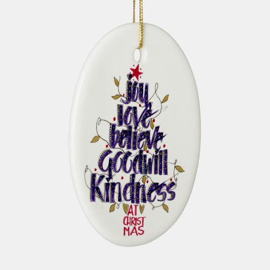 Modern Hand Lettered Blue Kerstmis Keramisch Ornament (Rechts)