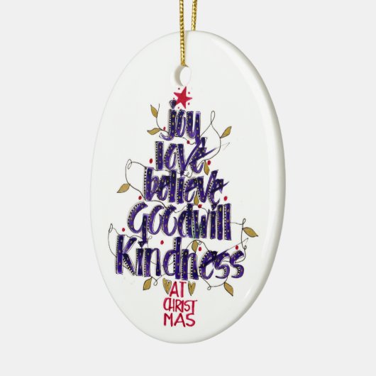 Modern Hand Lettered Blue Kerstmis Keramisch Ornament (Links)