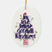 Modern Hand Lettered Blue Kerstmis Keramisch Ornament (Voorkant)