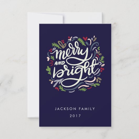 Modern Hand Lettered en Bright Holiday Kaart (Voorkant)