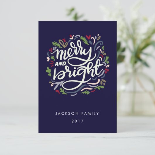 Modern Hand Lettered en Bright Holiday Kaart (Staand voorkant)