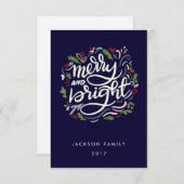 Modern Hand Lettered en Bright Holiday Kaart (Voorkant / Achterkant)