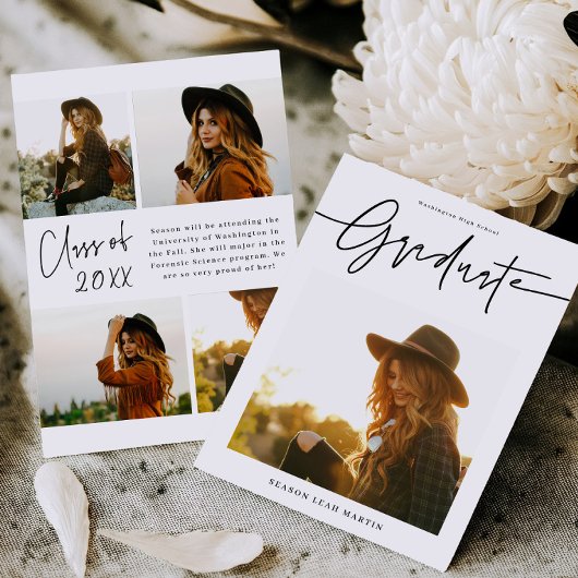 Modern Hand Lettered Graduation Announcement Card  Kaart