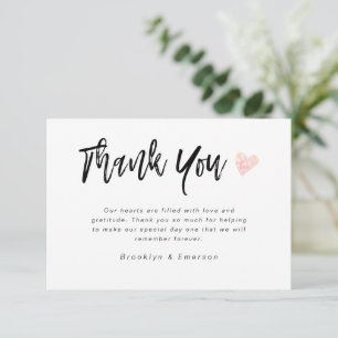 Modern Hand Lettered Heart Wedding Bedankkaart