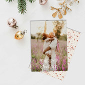 Modern Hand Lettered Merry Christmas Photo Feestdagenkaart