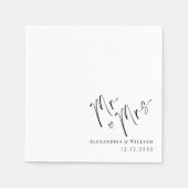 Modern Hand Lettered Mr. en Mrs Wedding Servet (Voorkant)