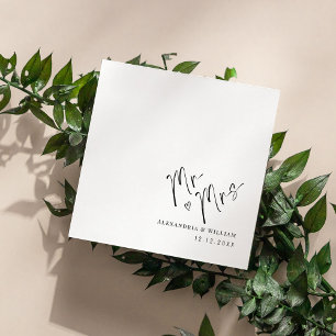 Modern Hand Lettered Mr. en Mrs Wedding Servet